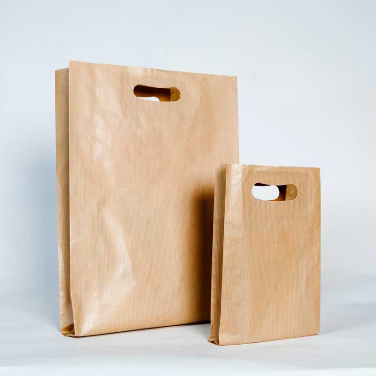 bolsa de papel asa troquelada kraft